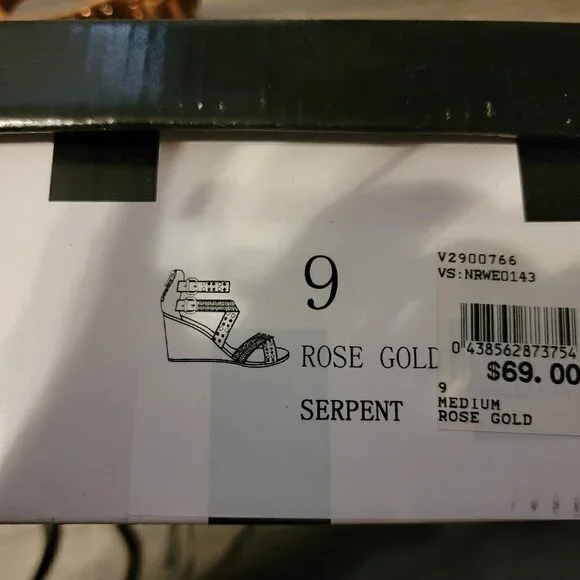 Not Rated Serpentina Rose Gold Embellished Wedge Sandal.  Size 9.  Worn once. - Picture 10 of 10